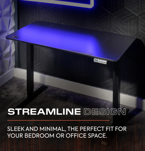Ascend 120 cm elektrisch höhenverstellbarer Gaming-Schreibtisch – Schwarz
