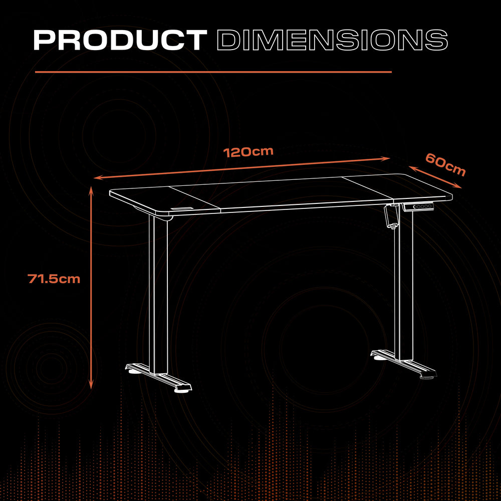 Ascend 120 cm elektrisch höhenverstellbarer Gaming-Schreibtisch – Schwarz