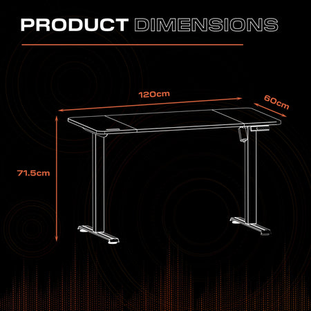 Ascend 120 cm elektrisch höhenverstellbarer Gaming-Schreibtisch – Schwarz