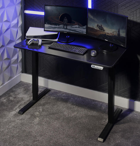 Black height adjustable electric desk with minimalist design