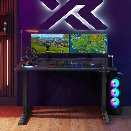 Ascend 120 cm elektrisch höhenverstellbarer Gaming-Schreibtisch – Schwarz