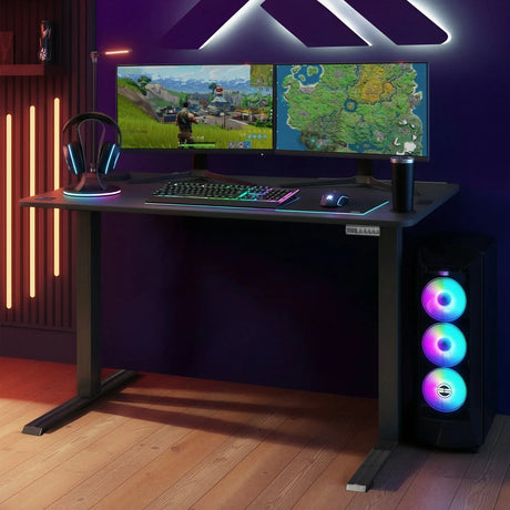 Ascend 120 cm elektrisch höhenverstellbarer Gaming-Schreibtisch – Schwarz