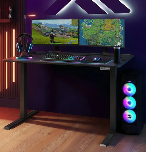 Ascend 120 cm elektrisch höhenverstellbarer Gaming-Schreibtisch – Schwarz