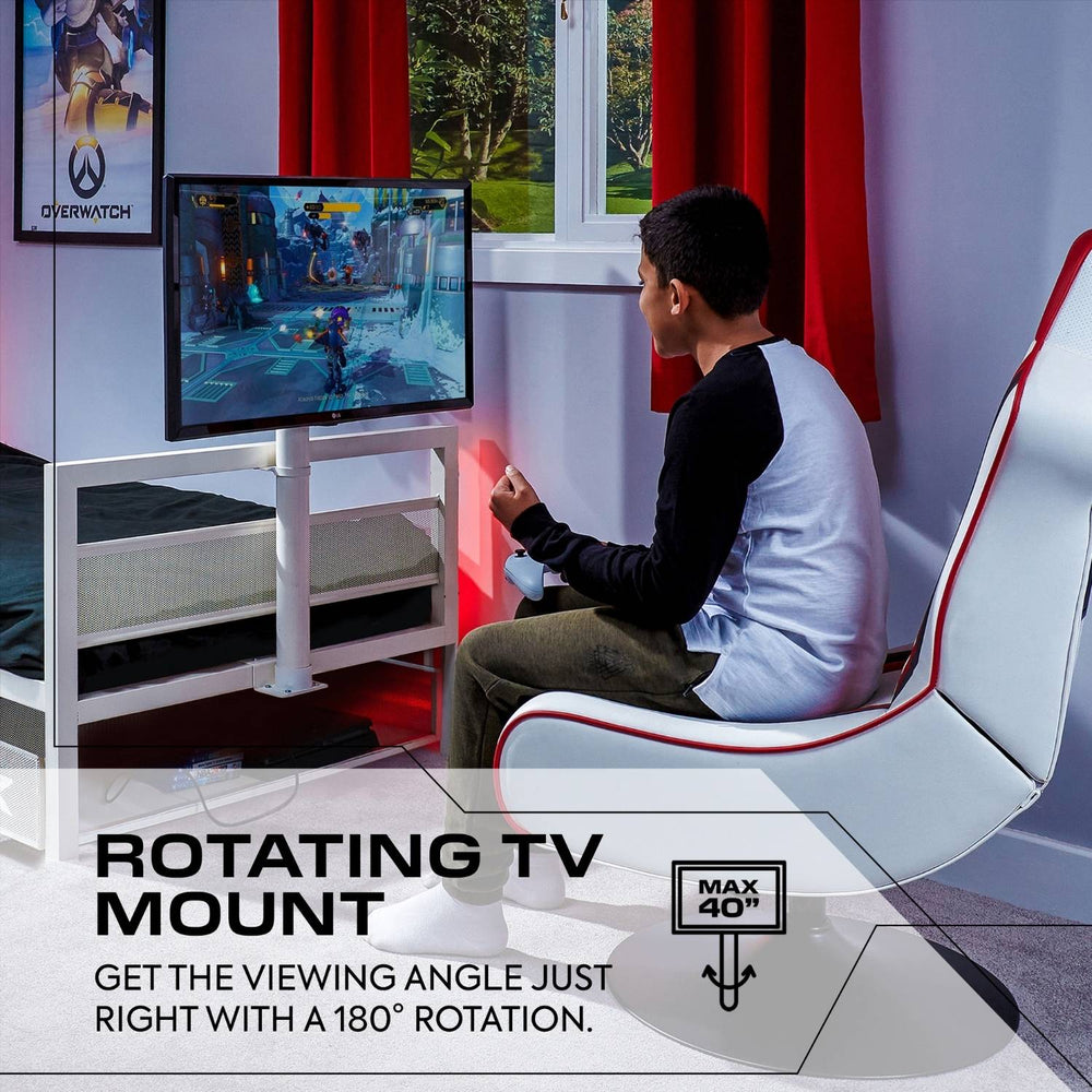 Basecamp Metall Gaming Bett mit TV-Halterung - Weiß - X Rocker EU