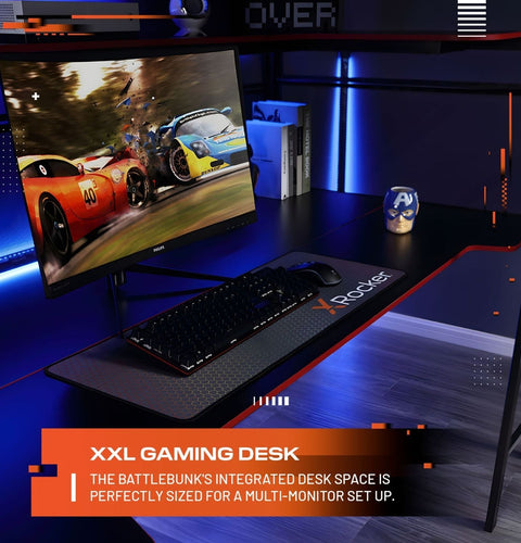 Battlebunk Gaming Hochbett mit XL-Schreibtisch - X Rocker EU