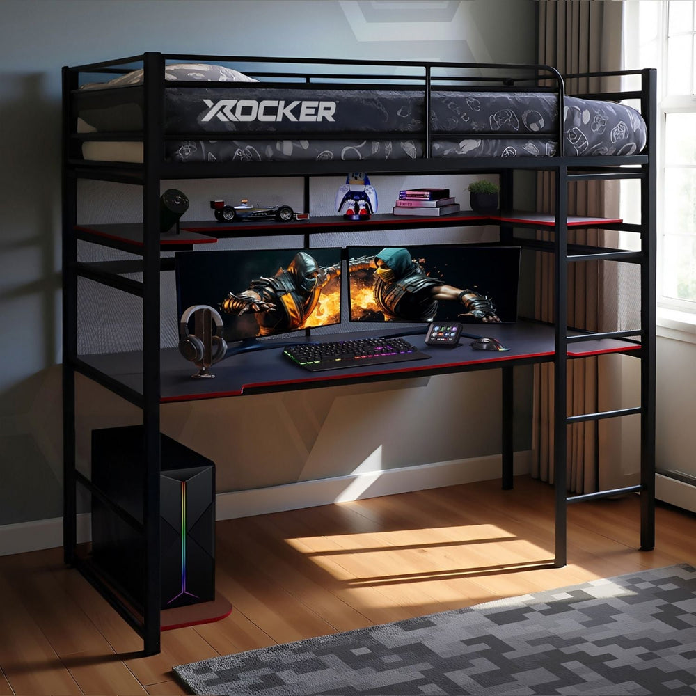 Battlebunk Gaming Hochbett mit XL-Schreibtisch