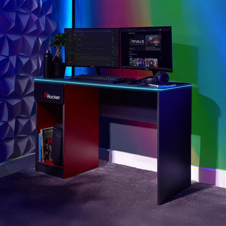 Carbon-Tek Gaming Schreibtisch mit LED-Beleuchtung & Wireless Charging