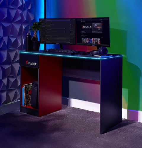 Carbon-Tek Gaming Schreibtisch mit LED-Beleuchtung & Wireless Charging
