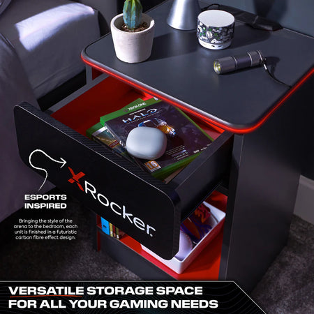 Carbon-Tek Nachttisch mit LED-Beleuchtung & Wireless Charging