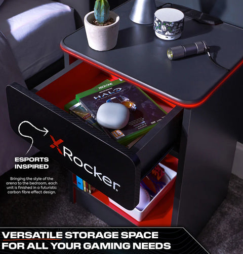 Carbon-Tek Nachttisch mit LED-Beleuchtung & Wireless Charging