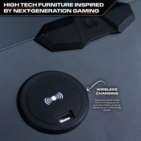 Carbon-Tek Nachttisch mit LED-Beleuchtung & Wireless Charging