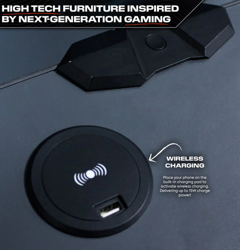 Carbon-Tek Nachttisch mit LED-Beleuchtung & Wireless Charging