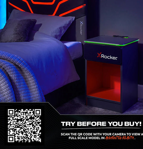 Carbon-Tek Nachttisch mit LED-Beleuchtung & Wireless Charging