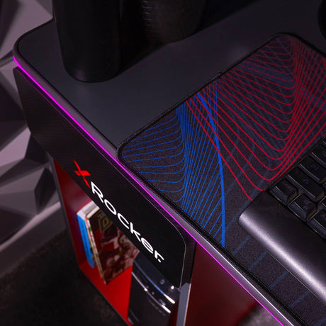 Carbon-Tek Gaming Schreibtisch mit LED-Beleuchtung & Wireless Charging - X Rocker EU