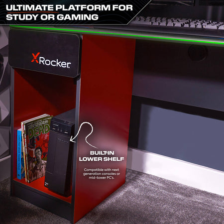 Carbon-Tek Gaming Schreibtisch mit LED-Beleuchtung & Wireless Charging - X Rocker EU