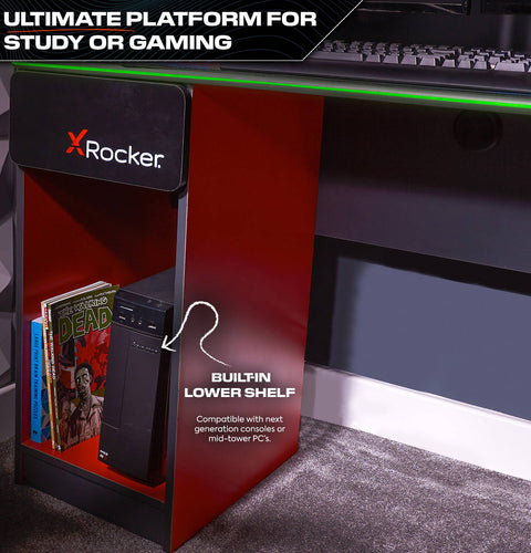 Carbon-Tek Gaming Schreibtisch mit LED-Beleuchtung & Wireless Charging - X Rocker EU