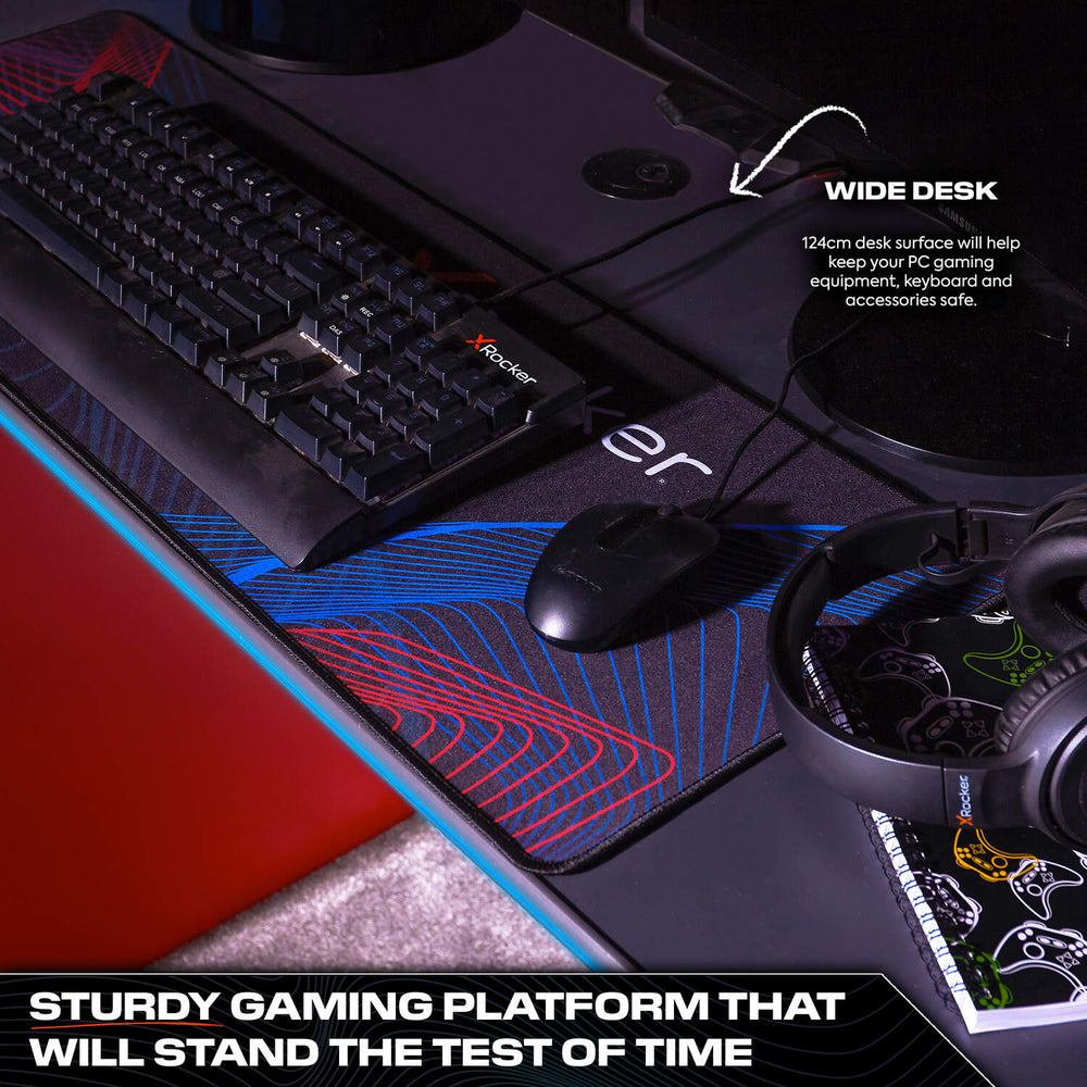 Carbon-Tek Gaming Schreibtisch mit LED-Beleuchtung & Wireless Charging - X Rocker EU