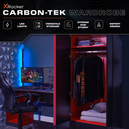 Carbon-Tek Gaming Kleiderschrank mit LED-Beleuchtung