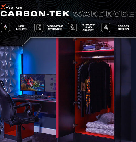 Carbon-Tek Gaming Kleiderschrank mit LED-Beleuchtung