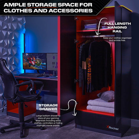 Carbon-Tek Gaming Kleiderschrank mit LED-Beleuchtung