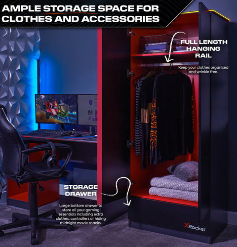 Carbon-Tek Gaming Kleiderschrank mit LED-Beleuchtung