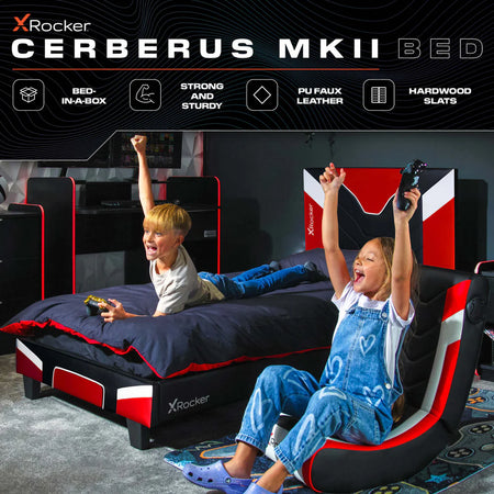 Cerberus Gaming-Bett im Karton - Einzelbett - Rot