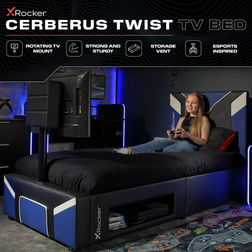Cerberus Twist Einzel Gaming TV Bett – Blau