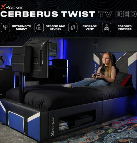 Cerberus Twist Einzel Gaming TV Bett – Blau