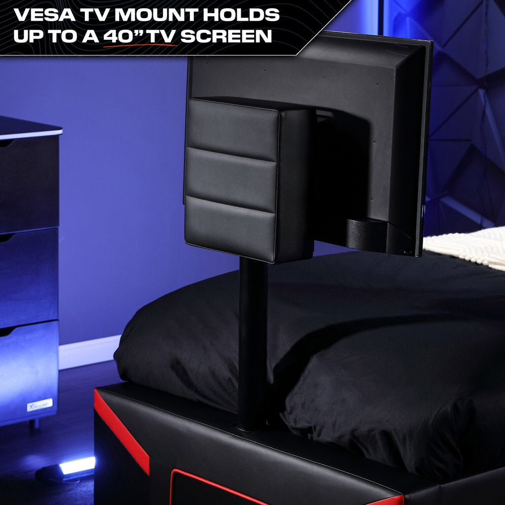 Cerberus Twist Einzel Gaming TV Bett – Carbon Rot