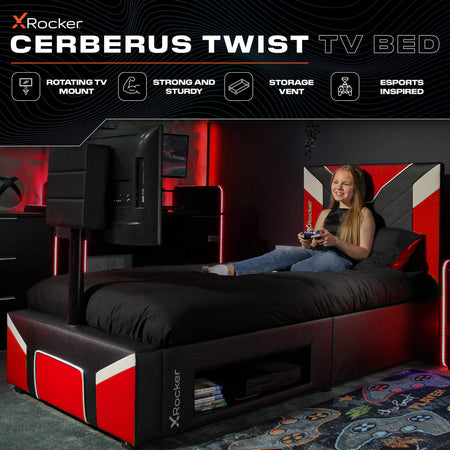 Cerberus Twist Einzel Gaming TV Bett – Rot