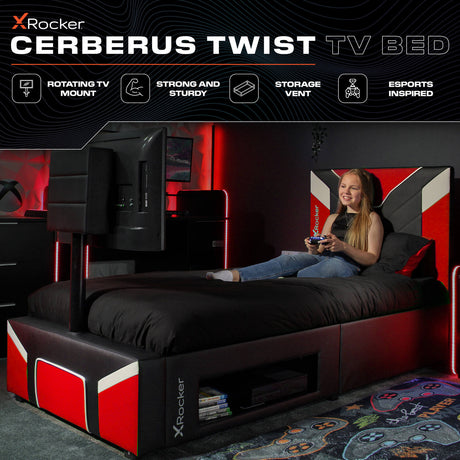 Cerberus Twist Einzel Gaming TV Bett – Rot