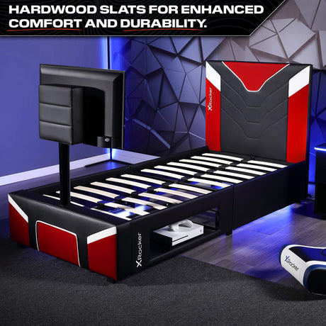 Cerberus Twist Einzel Gaming TV Bett – Rot