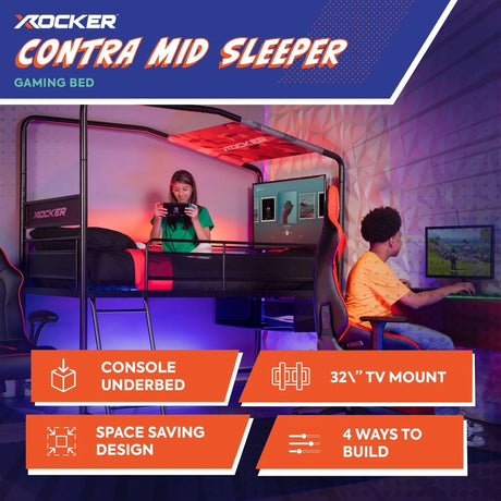 Contra - Gaming Etagenbett mit TV Halterung & 4 Aufbaumöglichkeiten