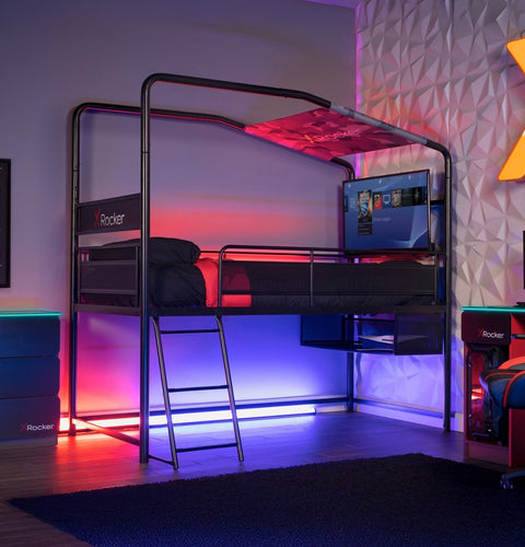 Contra - Gaming Etagenbett mit TV Halterung & 4 Aufbaumöglichkeiten