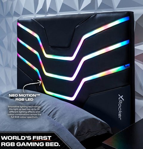 Cosmos LED Einzel Ottoman Gaming Bett für Kinder & Jugendliche – RGB-Beleuchtung