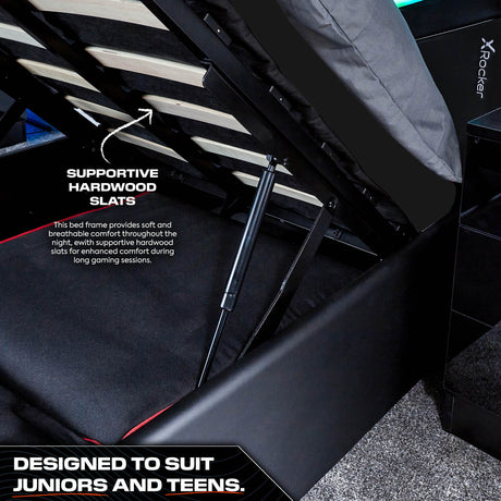 Cosmos LED Einzel Ottoman Gaming Bett für Kinder & Jugendliche – RGB-Beleuchtung