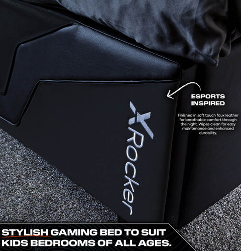 Cosmos LED Einzel Ottoman Gaming Bett für Kinder & Jugendliche – RGB-Beleuchtung