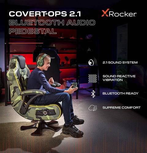 X Rocker Covert Ops Audio Konsolen Gaming Stuhl – Schwarz Camo