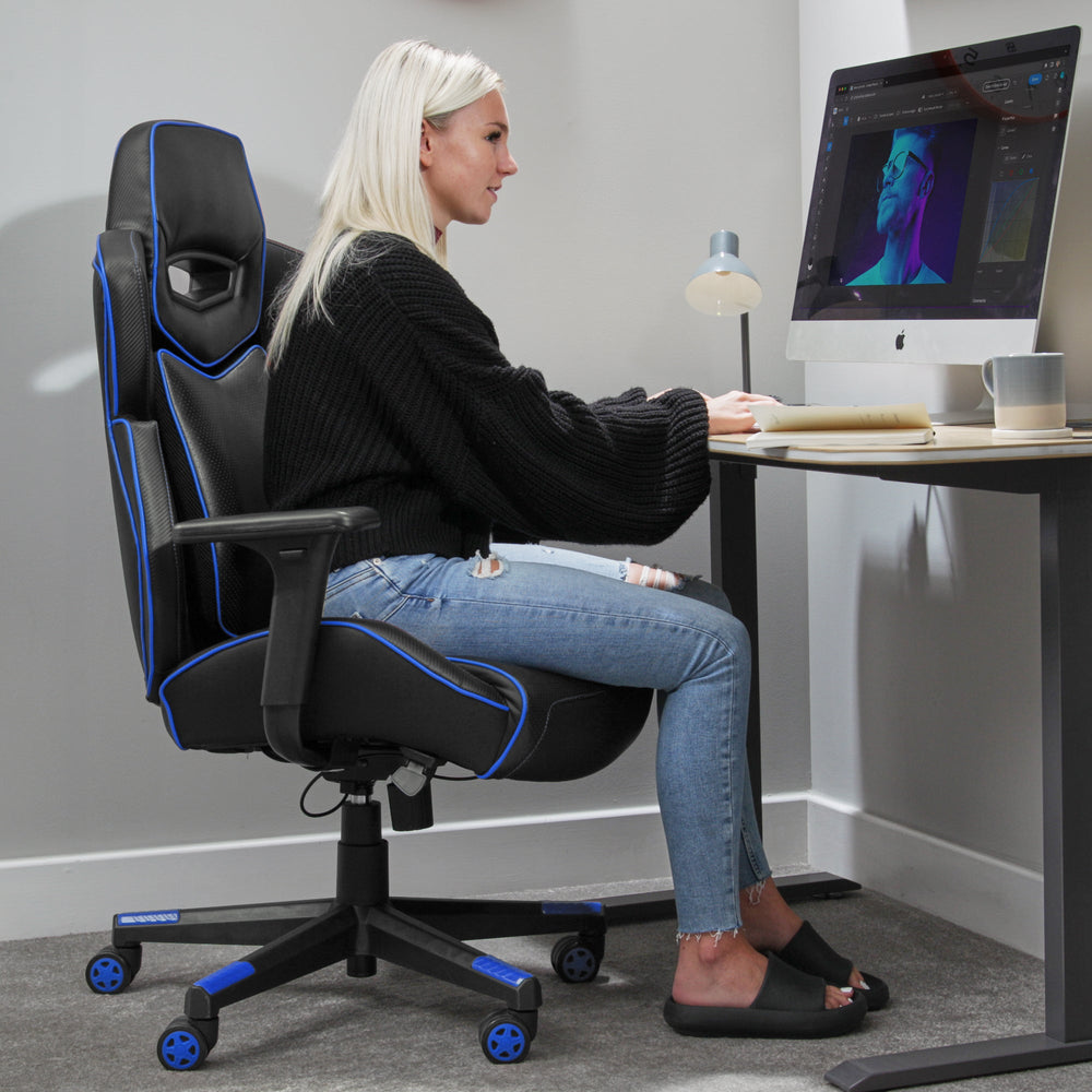 Drogon Luxus Gaming Chefsessel Bürodrehstuhl - Blau - X Rocker EU