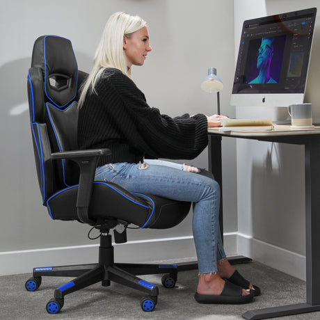Drogon Luxus Gaming Chefsessel Bürodrehstuhl - Blau - X Rocker EU