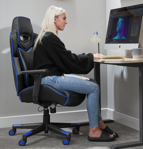 Drogon Luxus Gaming Chefsessel Bürodrehstuhl - Blau - X Rocker EU