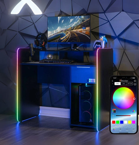 Electra Gaming Schreibtisch mit RGB-Beleuchtung & Wireless Charging
