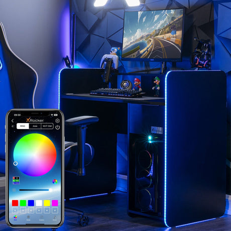 Electra Gaming Schreibtisch mit RGB-Beleuchtung & Wireless Charging