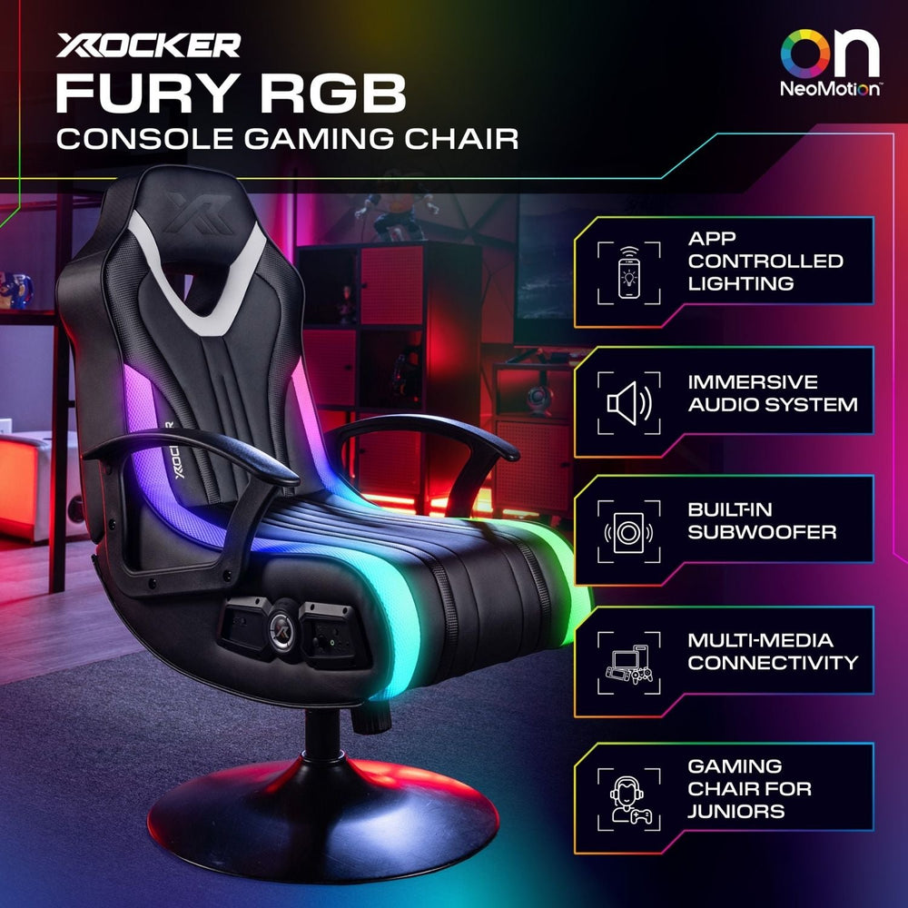 Fury RGB 2.1 Gaming Sessel mit RGB Beleuchtung & 2.1 Soundsystem - X Rocker EU