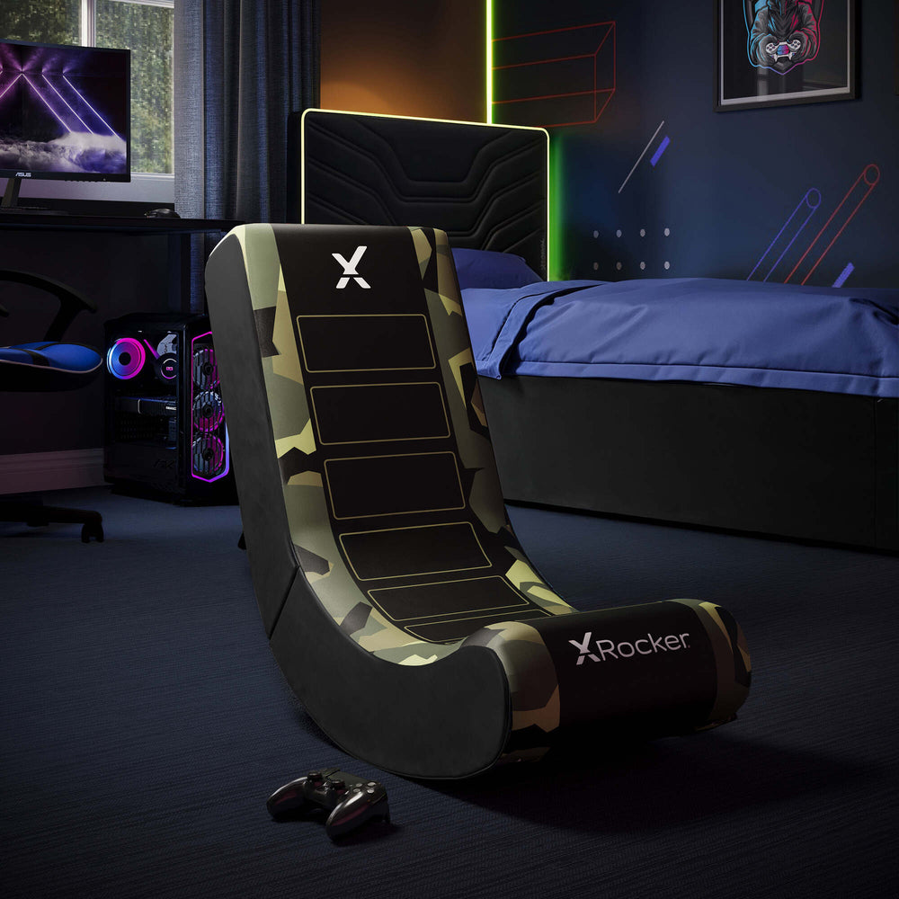 Video Rocker Gaming-Stuhl für Kinder - Geo Camo - Grün