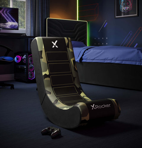Video Rocker Gaming-Stuhl für Kinder - Geo Camo - Grün