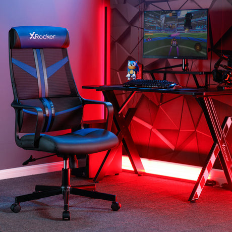 Helix Gaming Bürodrehstuhl mit Mesh Netzstoff Rückenlehne - Blau