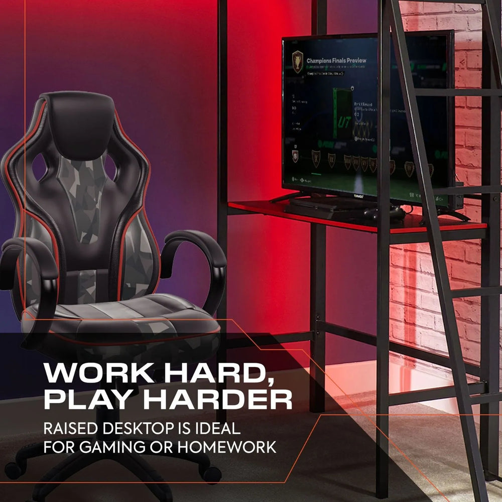 HQ Gaming Hochbett mit XL Schreibtisch & Leiter - X Rocker EU