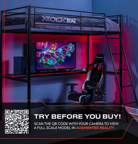 HQ Gaming Hochbett mit XL Schreibtisch & Leiter - X Rocker EU