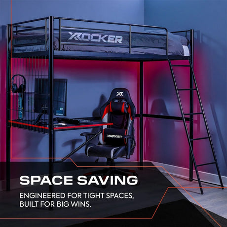Icarus XL Gaming Hochbett mit Schreibtisch & Leiter - X Rocker EU